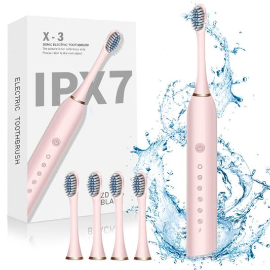 فرشاة أسنان كهربائية 6 أوضاع تشغيل و رؤوس إضافية - Brosse à dents électrique Sonic X3 pour adultes avec 6 modes de fonctionnement avec extra têtes